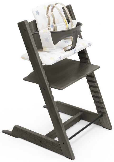 Stokke Tripp Trapp High Chair with Cushion and Tray - Hazy Grey - Multi Star Cushion