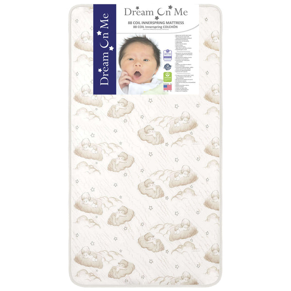 Dream On Me Twilight 5 inch 88 Coil Inner Spring Crib And Toddler Mattress - Beige Cloud - 1