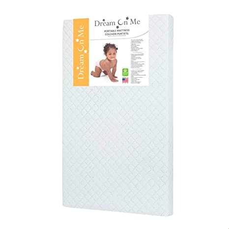 Dream On Me Sunset 3 inch Extra Firm Portable Crib Mattress - White