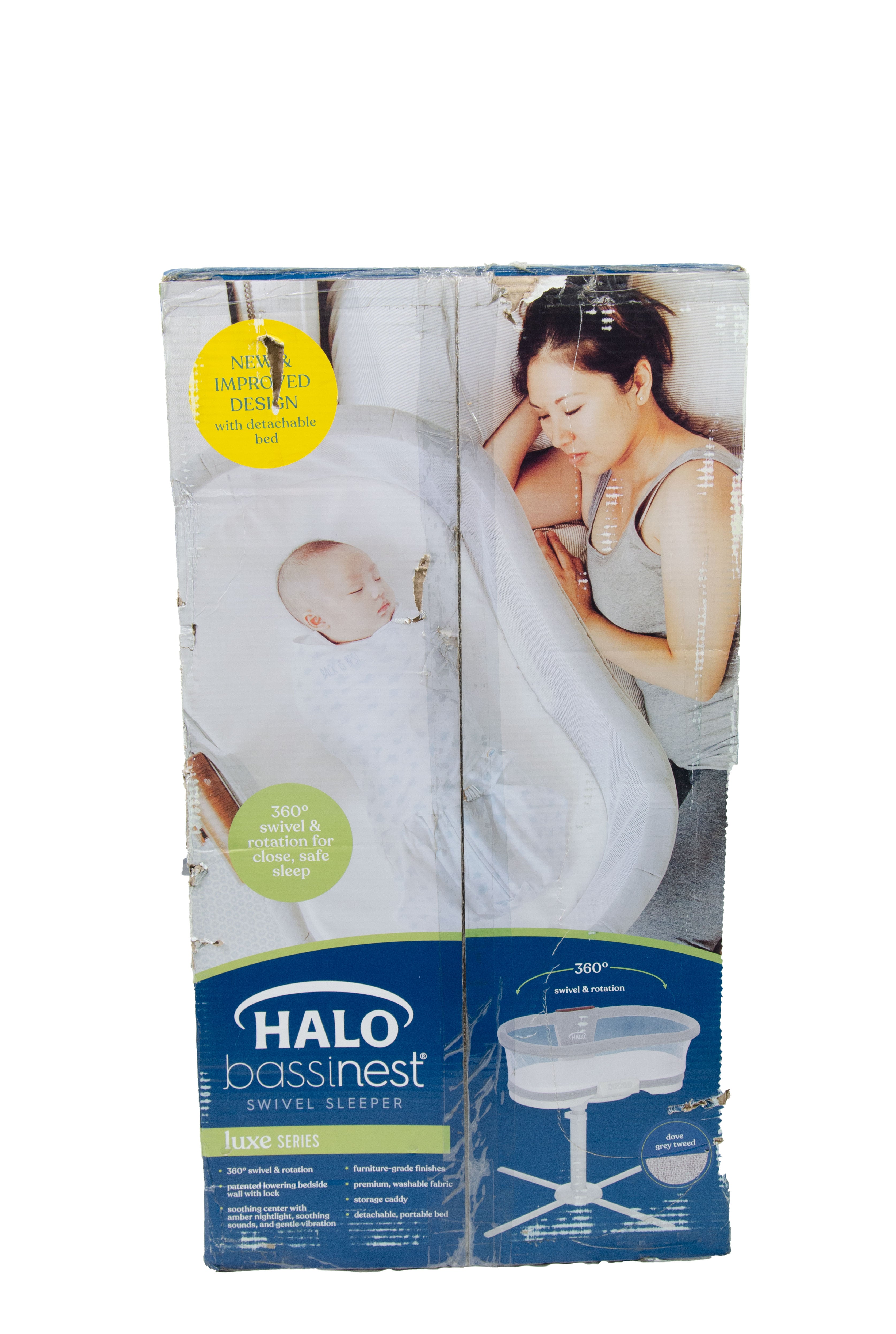 Halo BassiNest Luxe Series Vibrating Dove Gray Tweed Stork