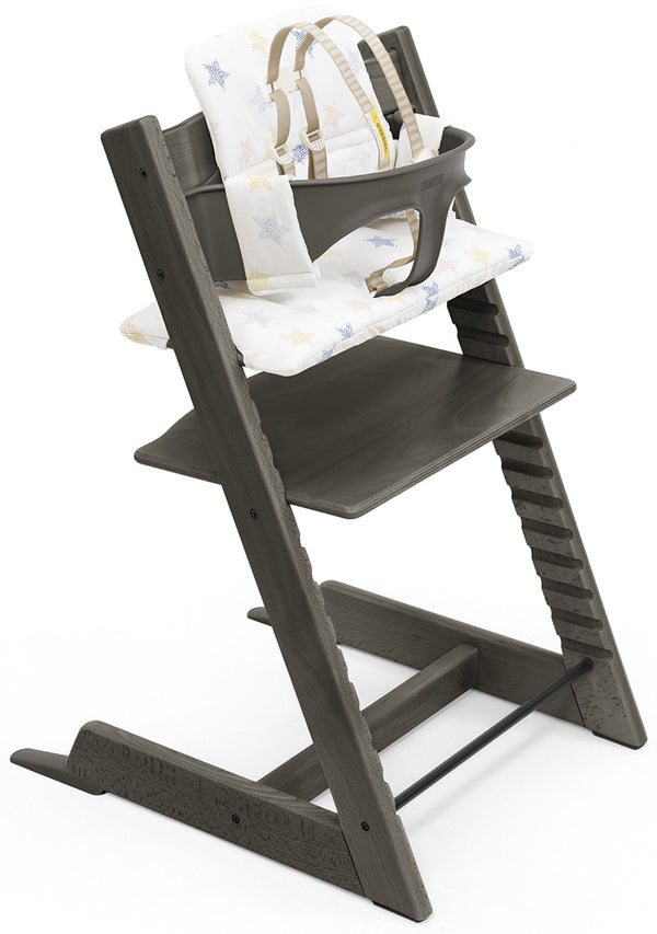 Stokke Tripp Trapp High Chair with Cushion and Tray - Hazy Grey - Multi Star Cushion - 1