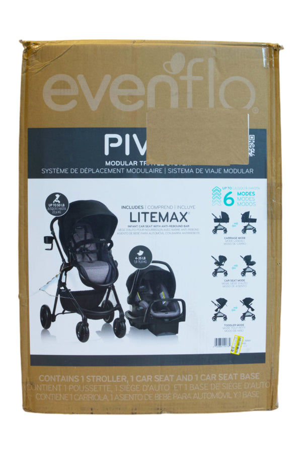 Evenflo Pivot Modular Travel System with LiteMax Infant Car Seat with Anti-Rebound Bar - Casual Grey - 2