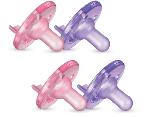 Philips Avent Soothie Pacifiers - Pink/Purple - 4 pack - 0-3 Months - Factory Sealed