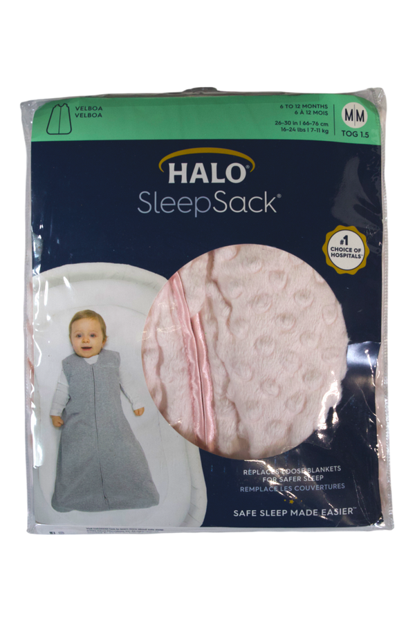 Halo SleepSack Swaddle - Plushy Dot Velboa - Pink - M - 2