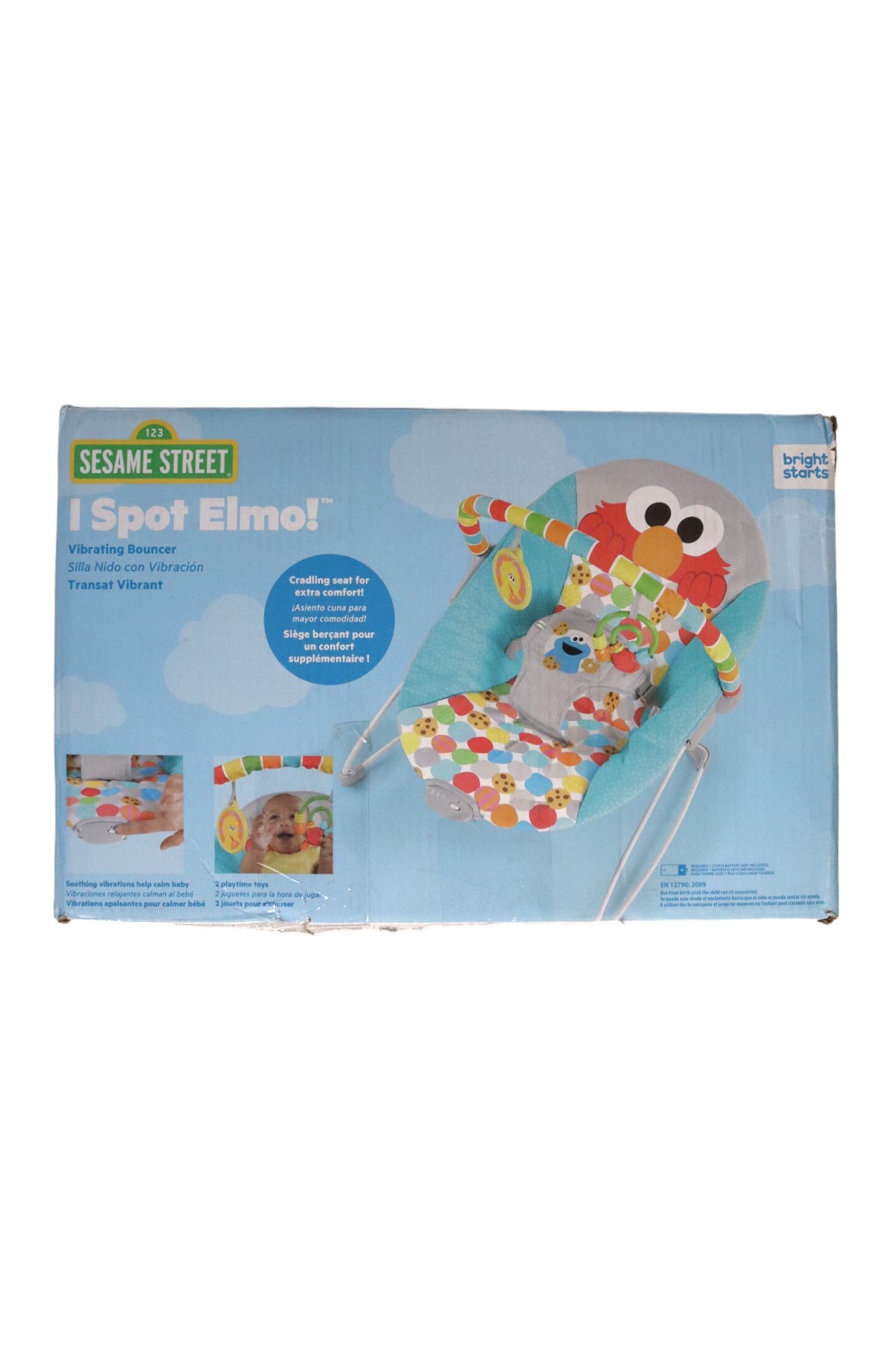 Bright Starts I Spot Elmo Vibrating Baby Bouncer Blue