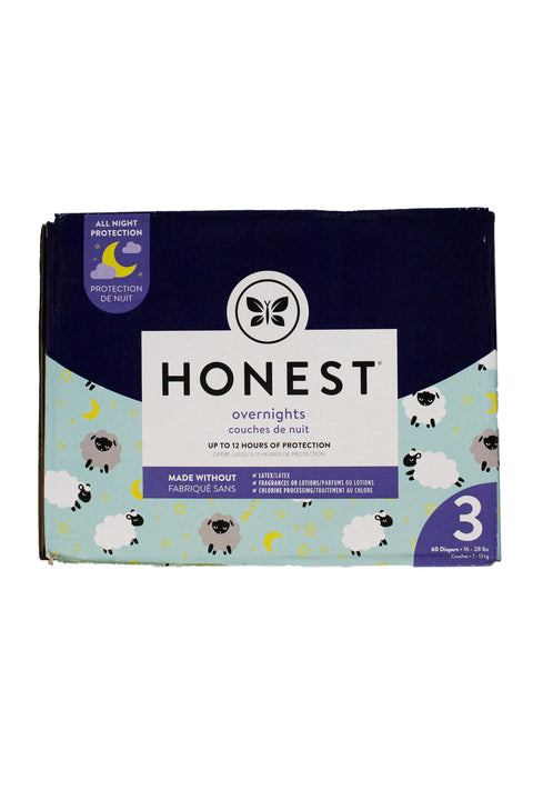 The Honest Company Overnight Diapers - Sleepy Sheep - Size 3 - 60 Count - Factory Sealed