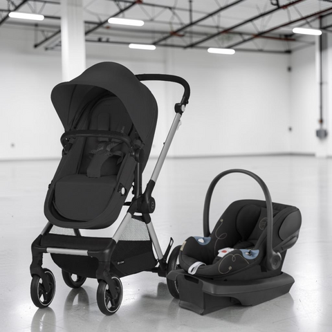 Buy moon-black-with-silver-frame Cybex Eos and Aton G Travel System