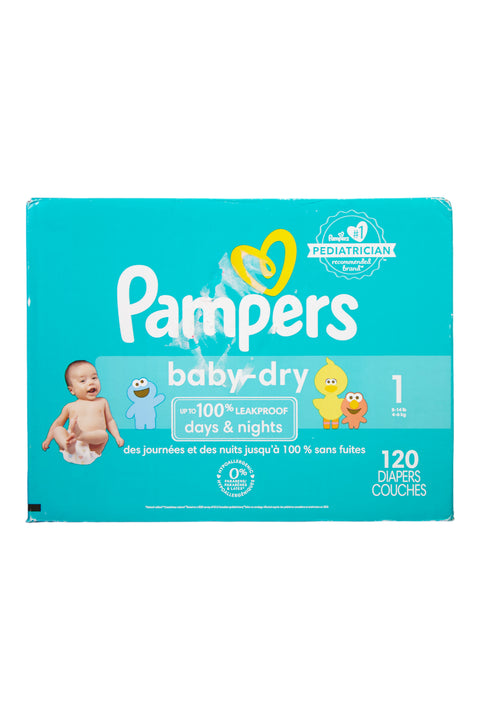 Pampers  Baby Dry Diapers - Size 1 - 120 Count - Factory Sealed