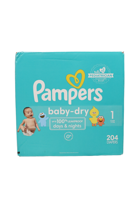 Pampers  Baby Dry Diapers - Size 1 - 204 Count - Factory Sealed