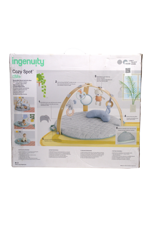 Ingenuity Cozy Spot Reversible Duvet Activity Gym & Play Mat with Wooden Bar - Loamy - Open Box - 3