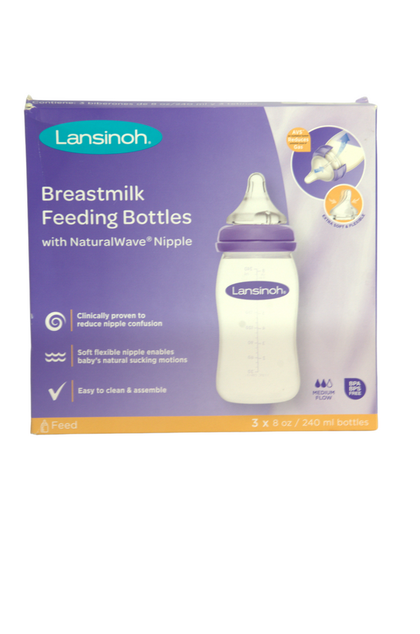 Lansinoh Breastmilk Feeding Bottles -  8 Ounces - 3 Count - Factory Sealed - 2
