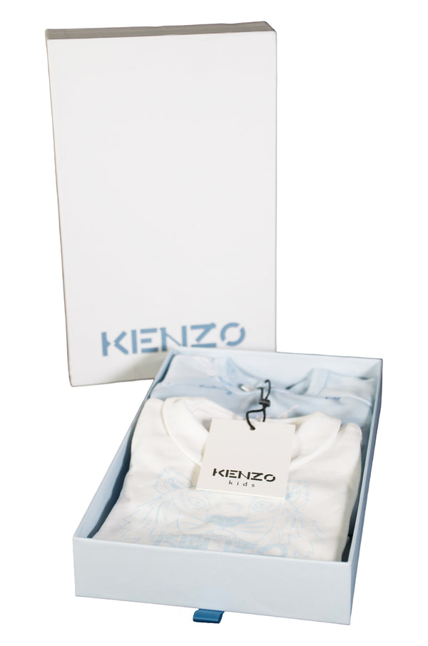 Kenzo Baby Two-Pack Sleepsuits - White & Pale Blue - 6 Months - 3