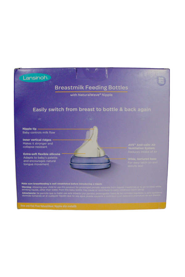 Lansinoh Breastmilk Feeding Bottles -  8 Ounces - 3 Count - Medium Flow - Factory Sealed - 2