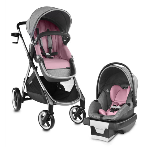 Evenflo Shyft Travel System with SecureMax Infant Car Seat + SensorSafe - Opal Pink