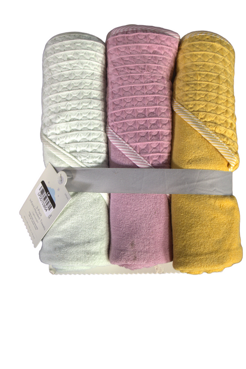 Cloud Island Waffle Hooded Bath Towel - Yellow - 3 Pack - Gently Used
