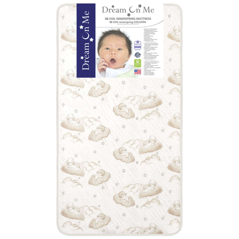 Dream On Me Twilight 5 inch 88 Coil Inner Spring Crib And Toddler Mattress - Beige Cloud