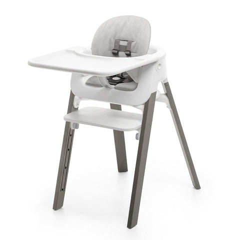 Stokke Steps Complete High Chair - Hazy Grey Legs And White Seat/Tray With Grey Cushion