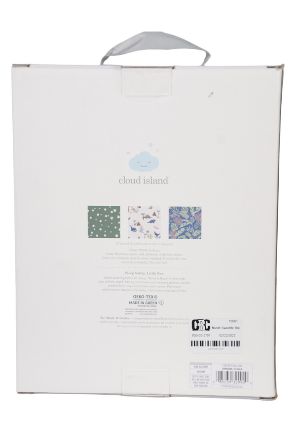 Cloud Island Muslin Swaddle Blanket - Dino-snore - Factory Sealed - 3