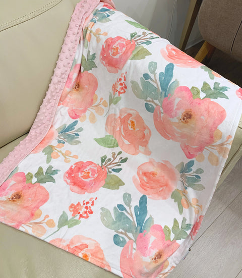 Honey Lemonade Premium Baby & Toddler Minky Blanket - Peonies