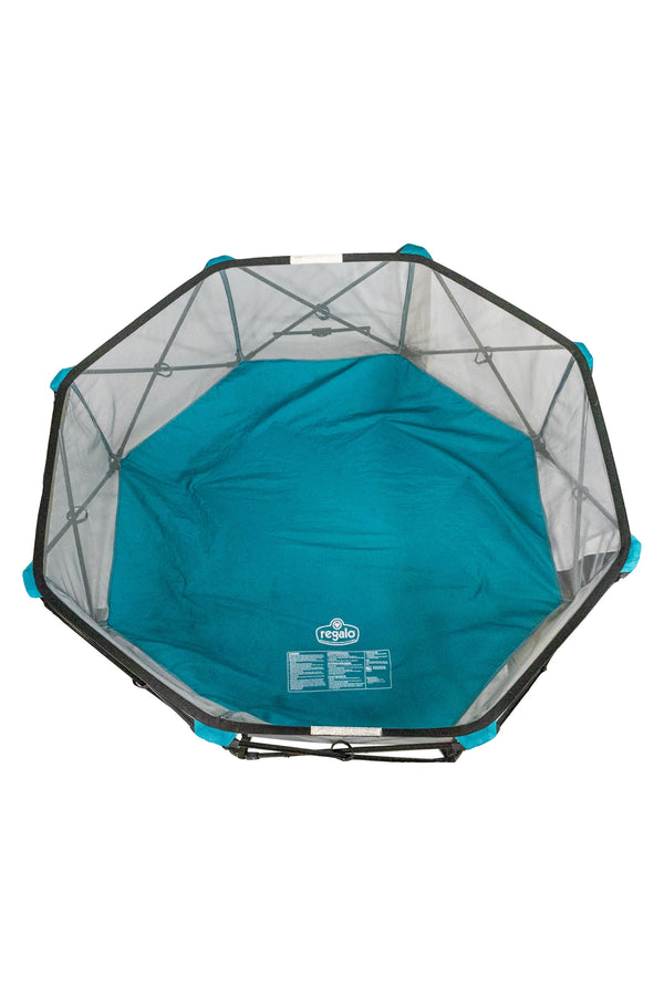Regalo Eight Panel My Play Portable Play Yard - Black and Teal - 2018 - Gently Used - 2