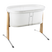 A BabyBjörn Cradle in White with a light natural wood frame and silver metal support legs, shown on a plain white background.