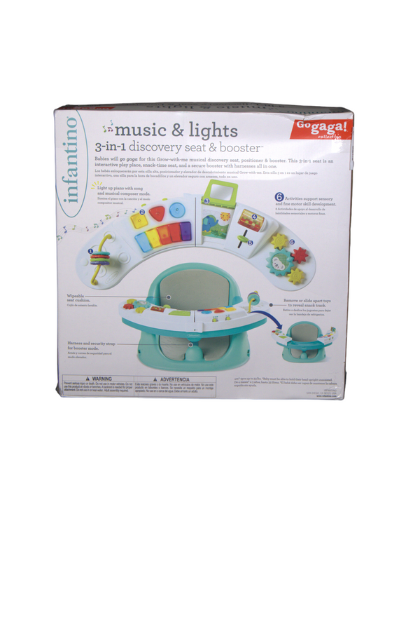 Infantino Music & Lights 3-in-1 Discovery Seat & Booster - Go Gaga Teal - Factory Sealed - 3