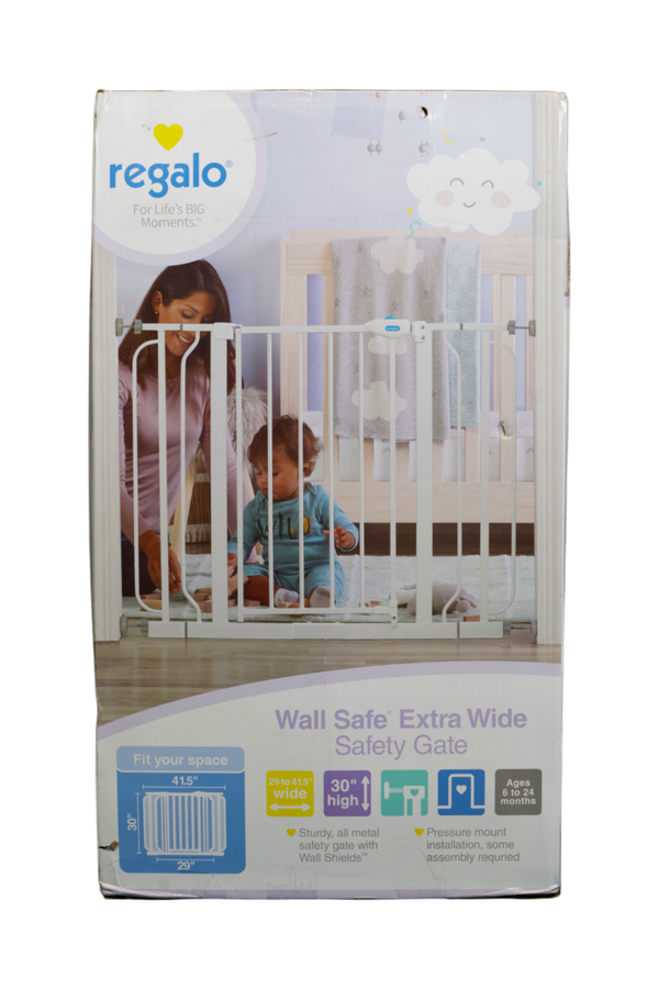 Regalo Wall Safe Extra Wide Safety Gate - White - 2