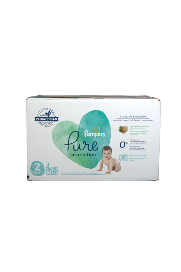 Pampers Pure Protection Diapers - Size 2 - 74 Count - Open Box - 1