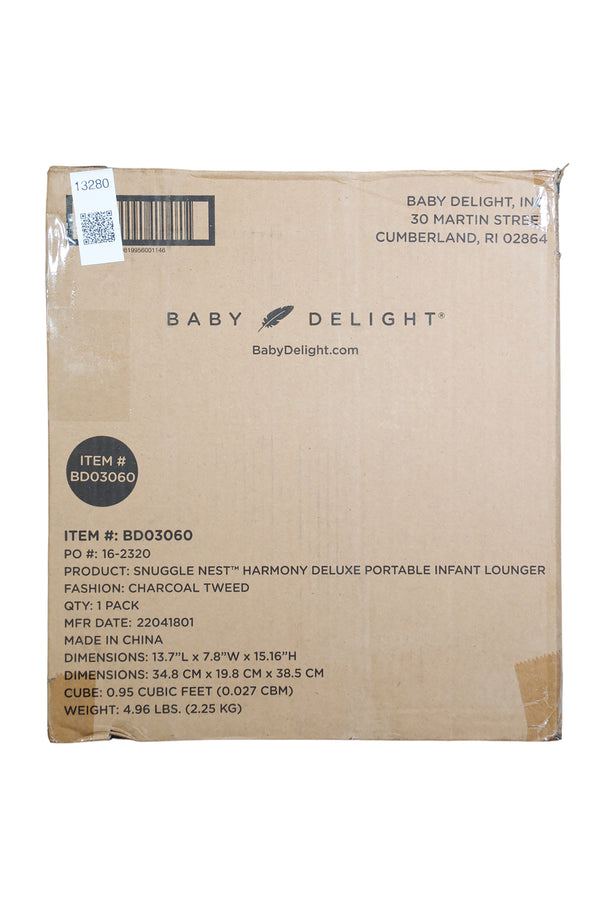 Baby Delight Snuggle Nest Harmony Portable Infant Lounger - Charcoal Tweed - Open Box - 2