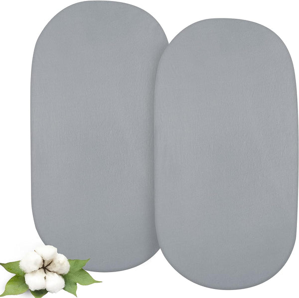 Biloban Bassinet Fitted Sheets  - Grey - 2 Pack - 15" x 30" - Gently Used - 1
