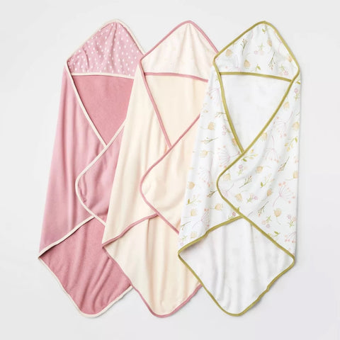 Cloud Island Infant Hooded Towel - Prairie Floral - 3 Pack - Like New