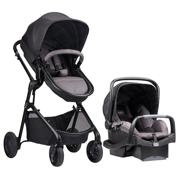 Evenflo Pivot Modular Travel System with LiteMax Infant Car Seat with Anti-Rebound Bar - Casual Grey - 1