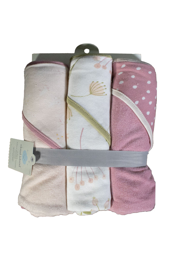 Cloud Island Infant Hooded Towel - Prairie Floral - 3 Pack - Like New - 2