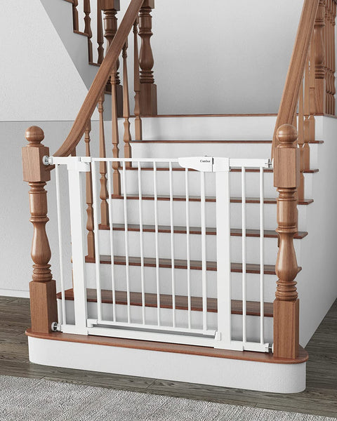 Cumbor 30 Inch Auto Close Baby Gate for Stairs - 29.7-40.6 Inches - White - Like New