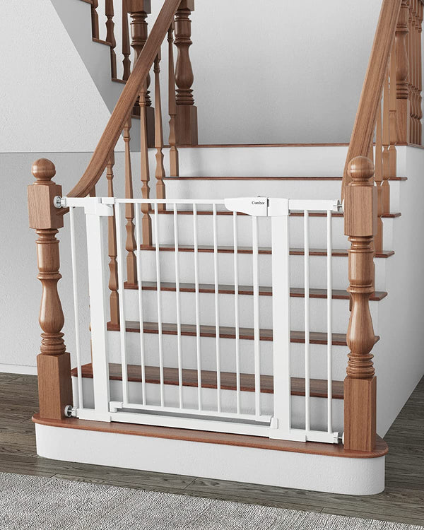 Cumbor 30 Inch Auto Close Baby Gate for Stairs - 29.7-40.6 Inches - White - 1