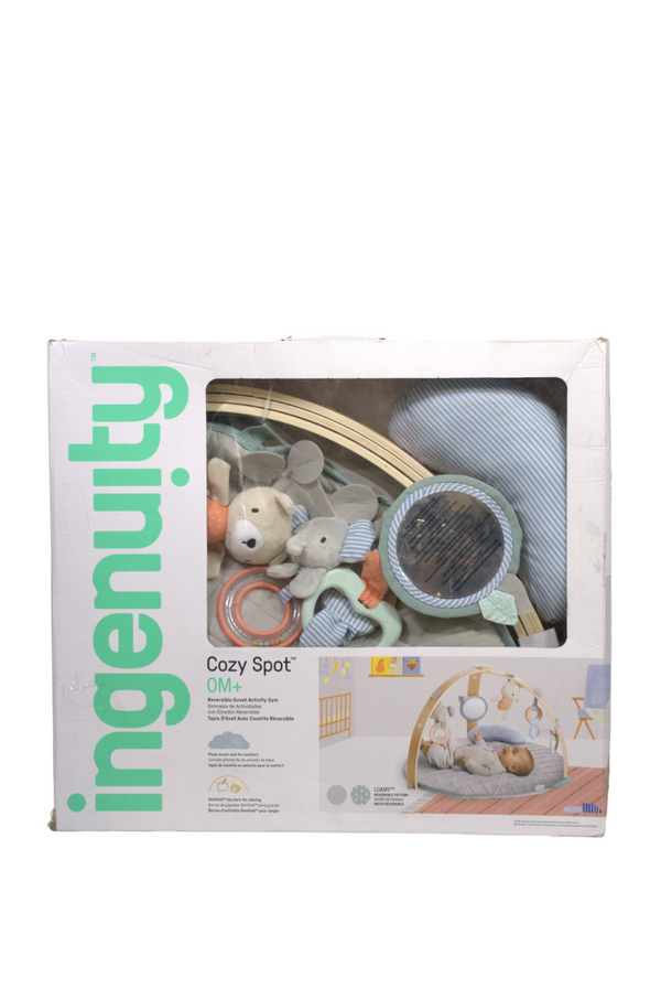 Ingenuity Cozy Spot Reversible Duvet Activity Gym & Play Mat with Wooden Bar - Loamy - Open Box - 2