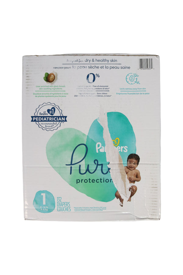 Pampers Pure Protection Diapers - Size 1 - 132 Count - Factory Sealed - 1