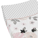 Sweet Jojo Designs Changing Pad Cover - Watercolor Floral Pink & Grey - 1