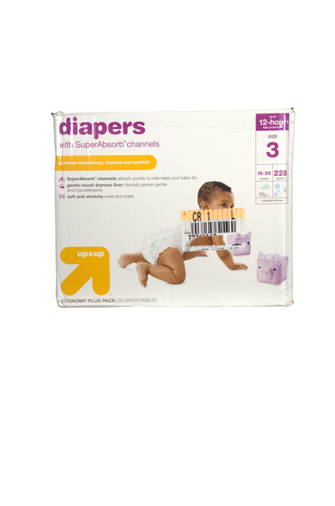 up & up Disposable Diapers - Size 3 - 228 Count - Factory Sealed