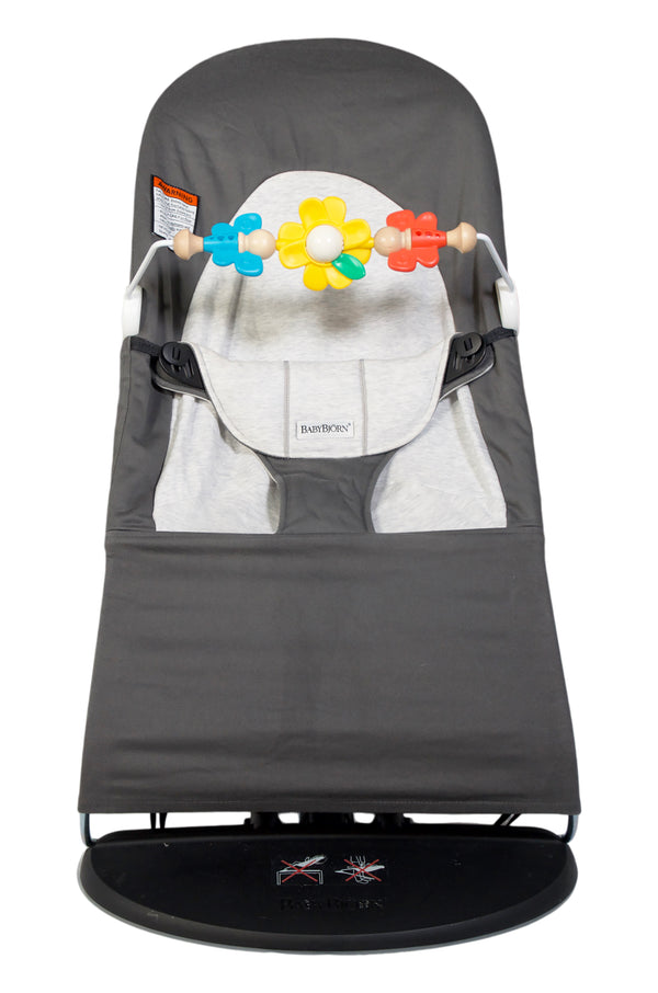 Babybjorn Bouncer Bundle with Toy Bar -  Dark Gray/Gray - Flying Friends - Gently Used - 1