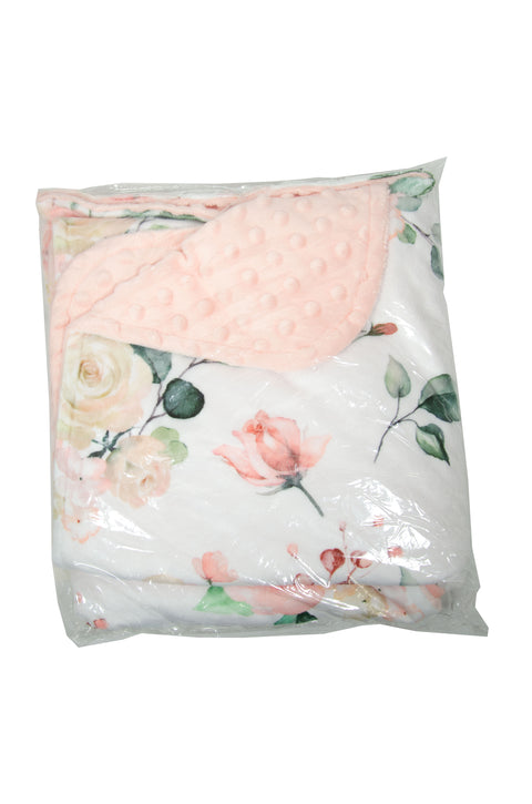 Honey Lemonade Premium Baby & Toddler Minky Blanket - Peach Floral - Gently Used