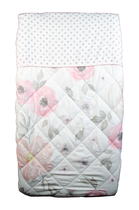 Sweet Jojo Designs Changing Pad Cover - Watercolor Floral Pink & Grey