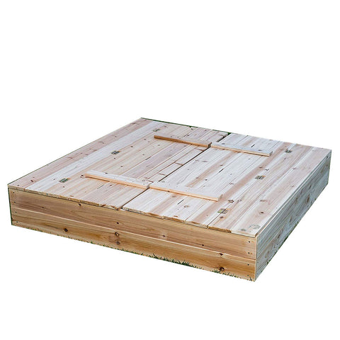Be Mindful Extra Large Wood Sandbox with Cover - Natural