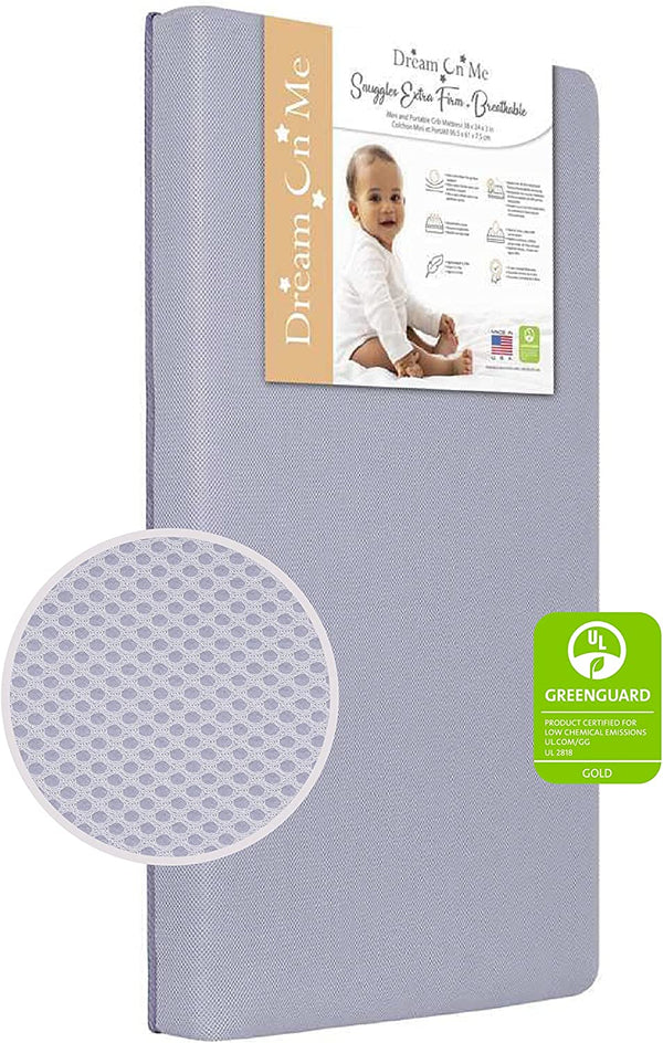 Dream On Me Snuggles Extra Firm Fiber Portable and Mini Crib Mattress - Periwinkle - Factory Sealed - 1