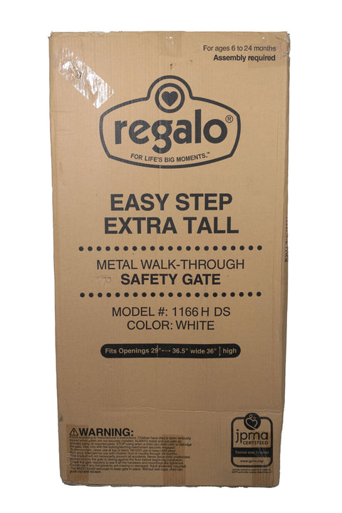 Regalo Easy Step Extra Tall Walk Thru Baby Gate - White - Open Box