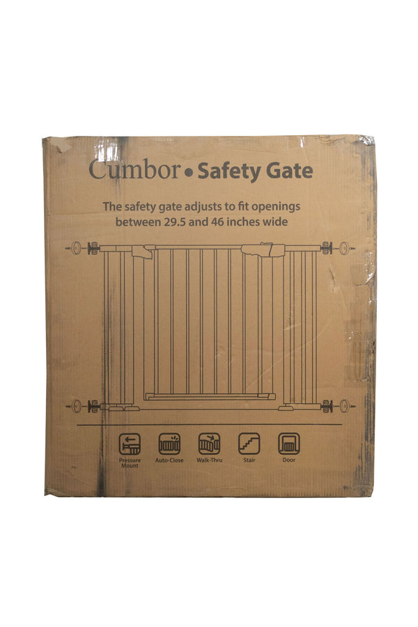 Cumbor Auto Close Baby Gate for Stairs - 29.5-46 inches - White - Open Box - 2