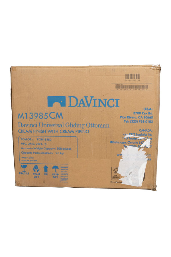 DaVinci Universal Gliding Ottoman - Cream with Cream Piping - Open Box - 2